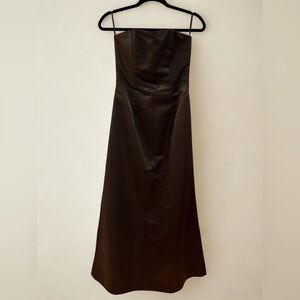 NWT Jessica McClintock Brown Satin Strapless Dress